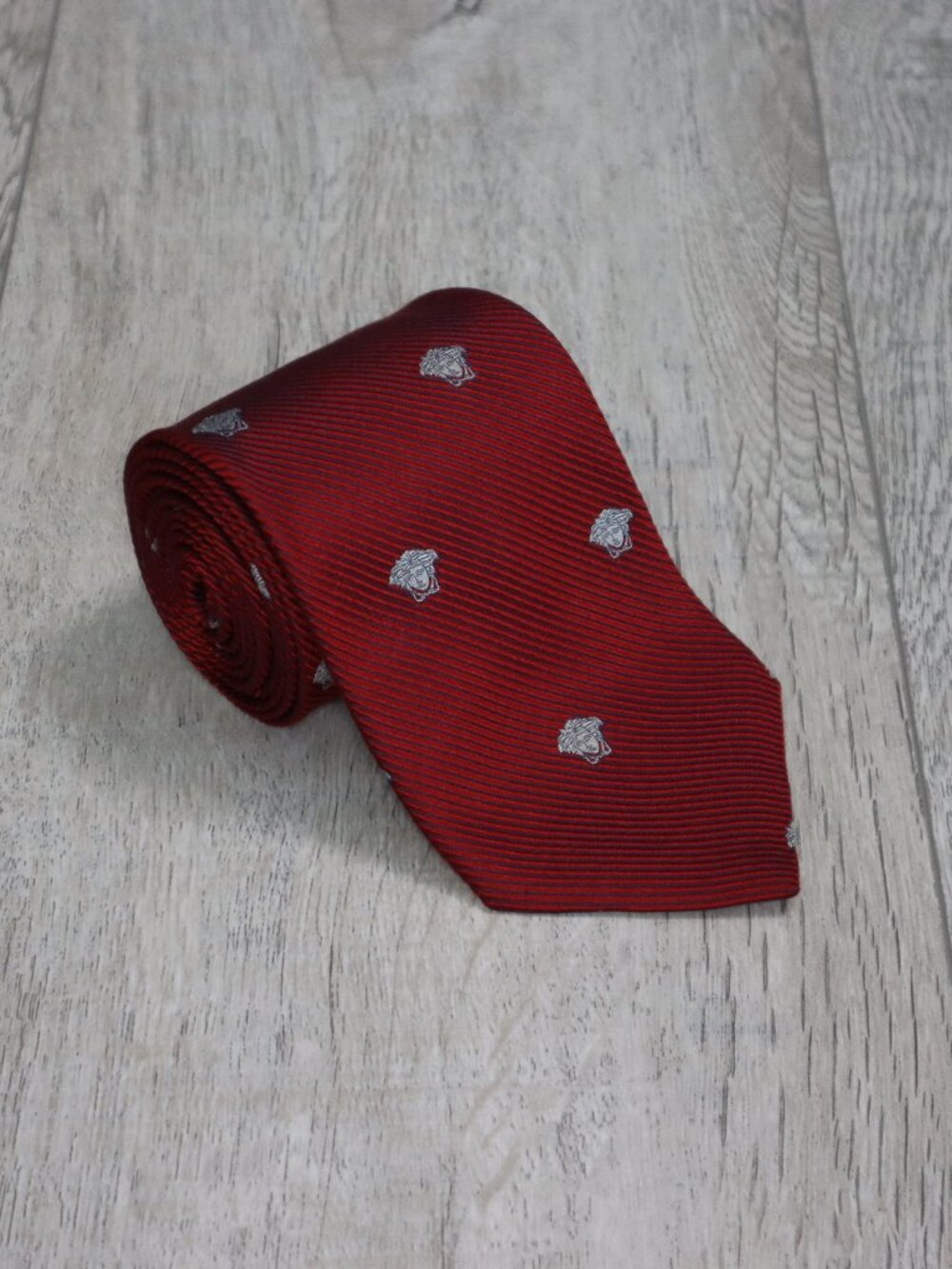 Versace Silk Tie Red Medusa Pattern Designer Necktie Made in Italy